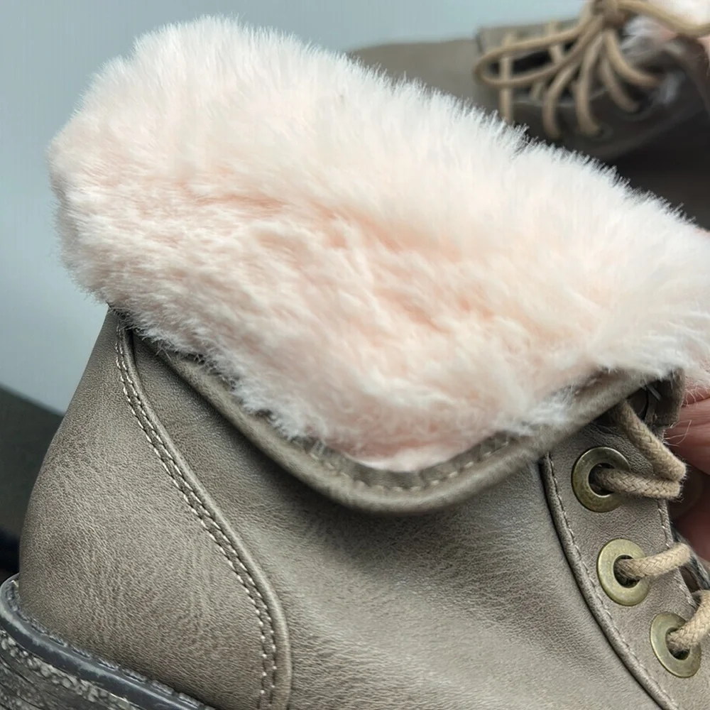 Justice taupe with faux fur girls youth hiking boots size 1